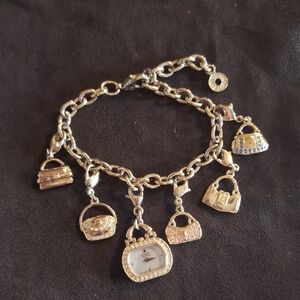 Chic Silver Charm Bracelet with Handbag Charms